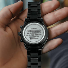Recherchez d'abord le Royaume de Dieu (Matthieu 6:33) – Montre pour hommes