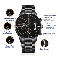 À mon mari pompier, nous avons besoin de toi ici avec nous (noir anthracite) – Montre pour homme