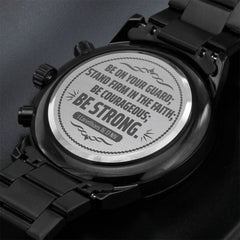 Soyez sur vos gardes (1 Corinthiens 16:13, Nouvelle version internationale) – Montre pour hommes