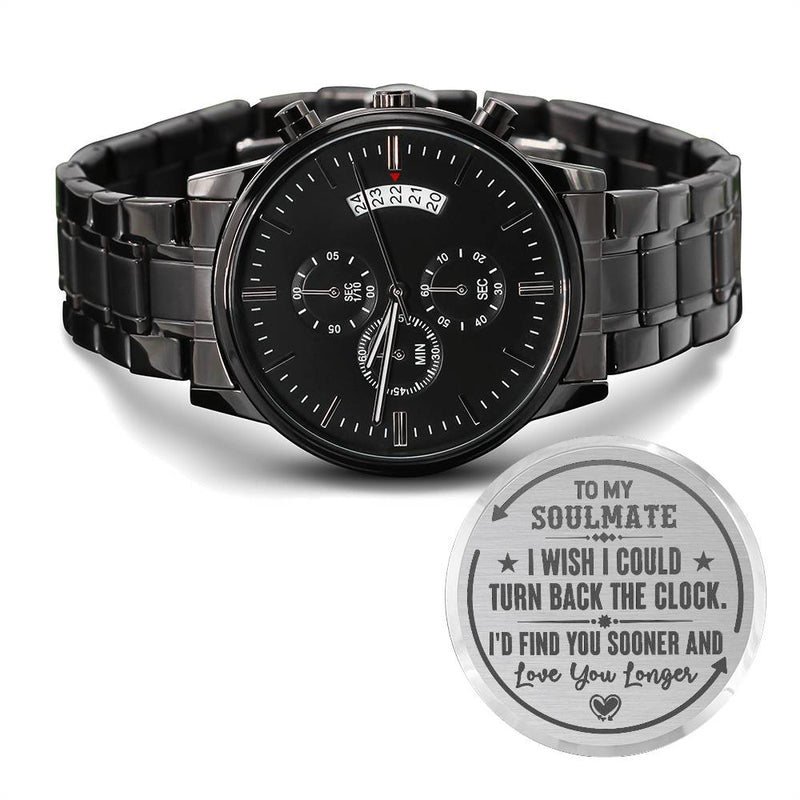À mon âme sœur : Remontez le temps (Noir Charbon) – Montre pour hommes