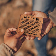 À Mon Homme, Source d'Inspiration (Noir) – Portefeuille en cuir