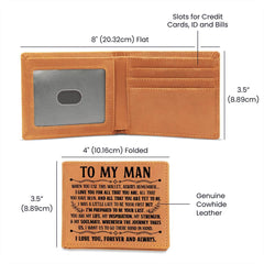 À Mon Homme, Source d'Inspiration (Noir) – Portefeuille en cuir