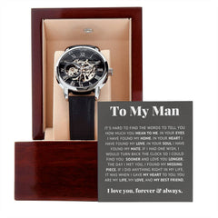 À mon homme Ma vie, Mon amour, Mon meilleur ami – Montre ajourée de luxe