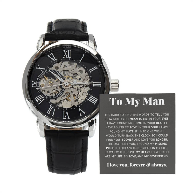 À mon homme Ma vie, Mon amour, Mon meilleur ami – Montre ajourée de luxe