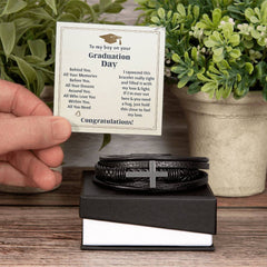À mon fils, souvenirs de remise de diplôme (je t'aimerai pour toujours) – Bracelet avec croix