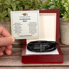 À mon fils, souvenirs de remise de diplôme (je t'aimerai pour toujours) – Bracelet avec croix