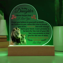 À Ma Fille Vieux Lion – Plaque Cœur en Acrylique