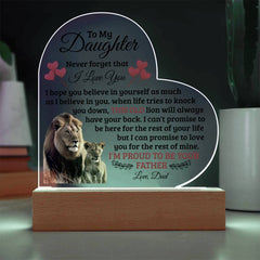 À Ma Fille Vieux Lion – Plaque Cœur en Acrylique